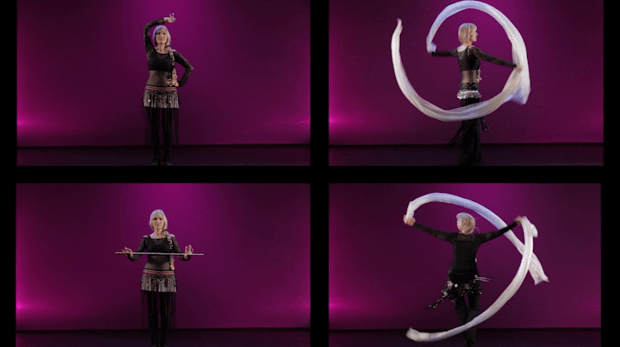 Claudina Calligraveil bellydance double veil props for instruction